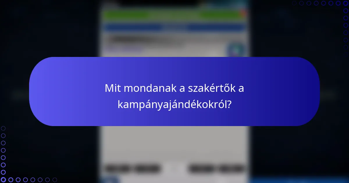 Mit mondanak a szakértők a kampányajándékokról?